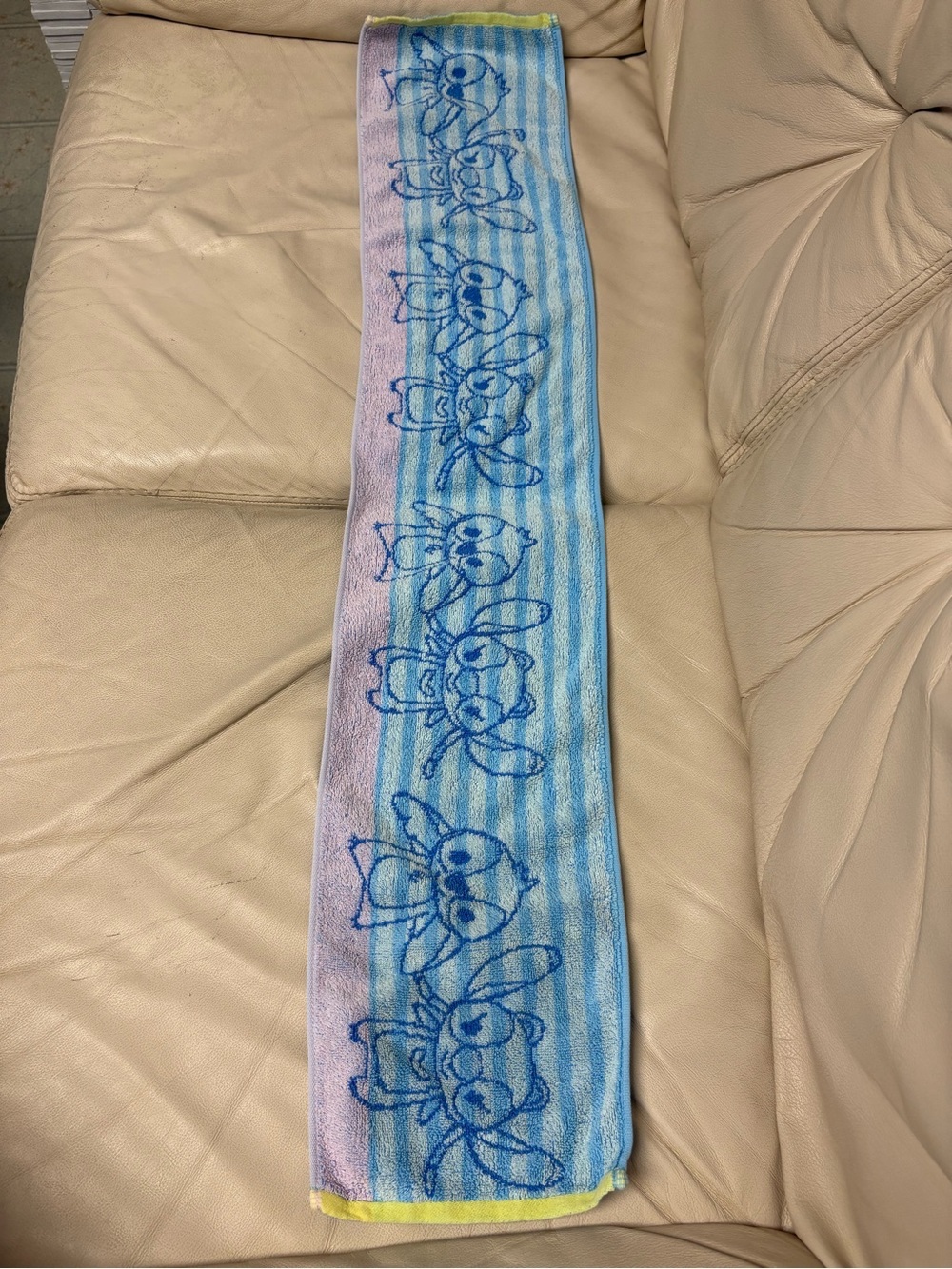 STITCH & ANGEL Striped Long Skinny Towel Disney Japan Cotton